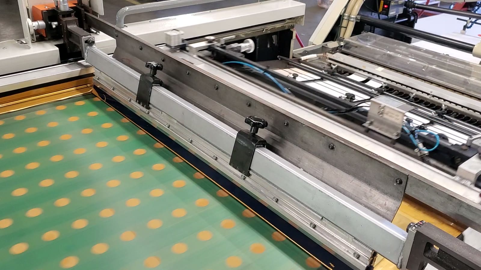 Screen printing press on the MYNT production floor